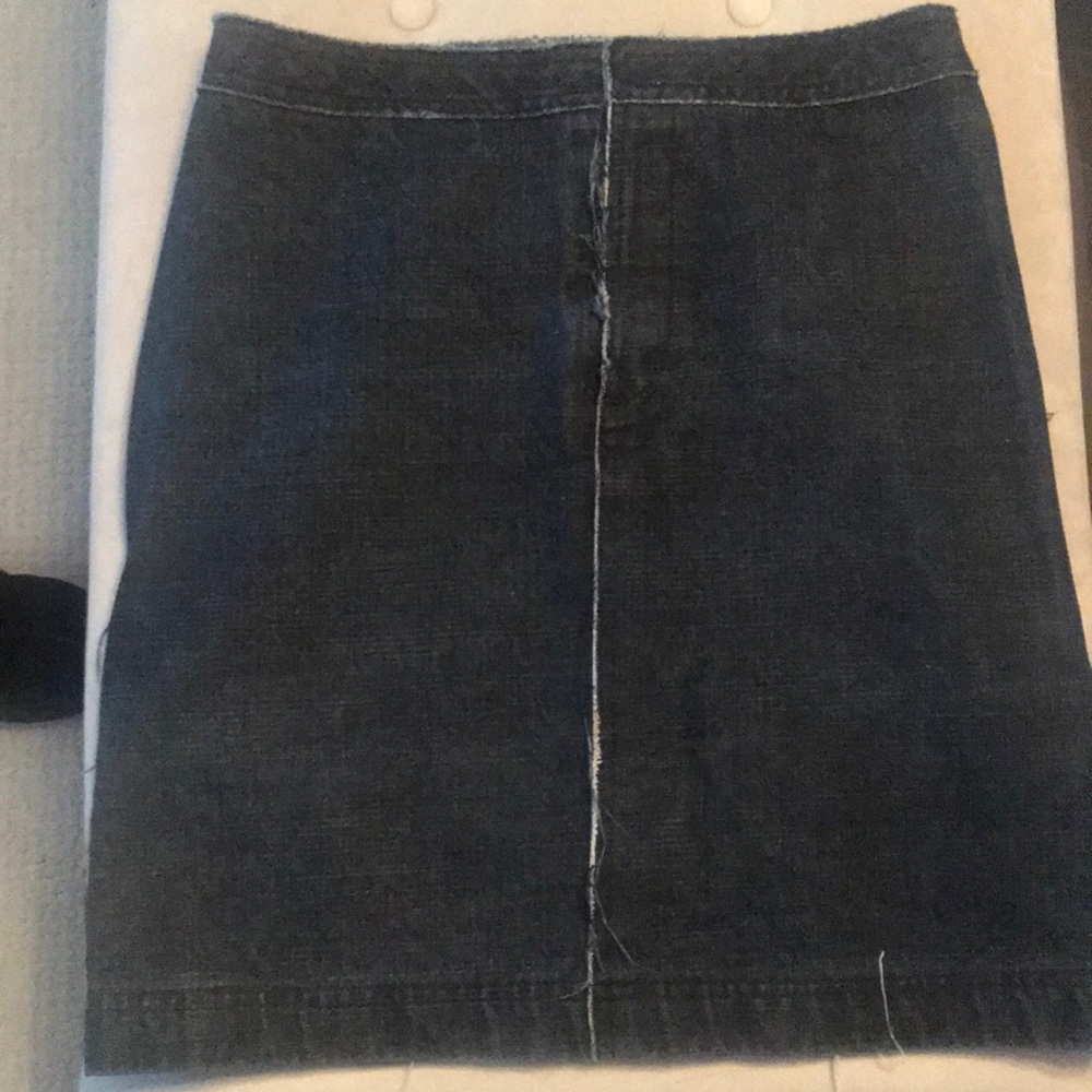Vintage raw edge dark wash jean mini skirt